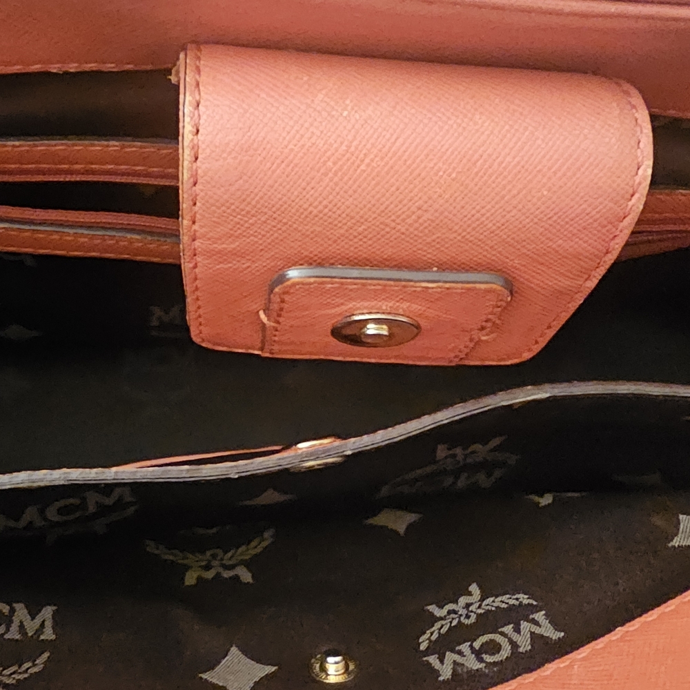 MCM Orange Satchel with Gold Accents - Picture 10 of 14